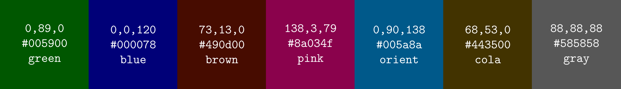 Dark, 6 colors